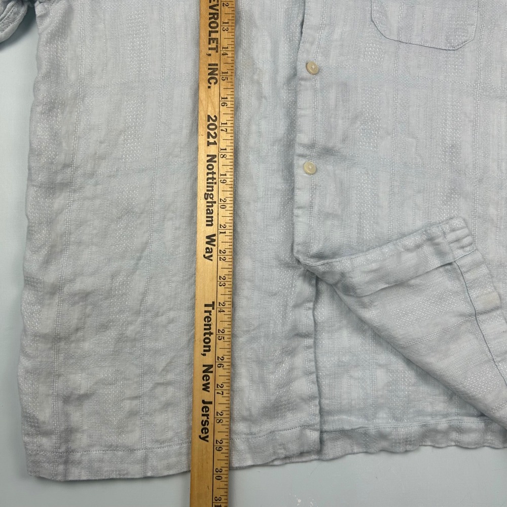 Tommy Bahama Mens XL Light Blue 100% Linen Short Sleeve Button Up Shirt Textured - Picture 5 of 6
